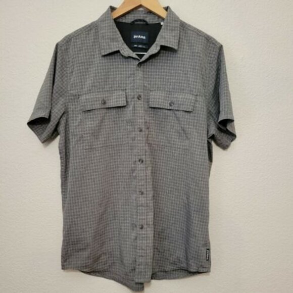 Prana Vented Outdoor Shirt Mens Medium Gray Hiking Fishing Travel - Picture 2 of 10